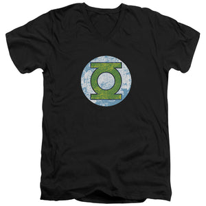 AN OFFCIALLY LICENSED DCO GL NEON DISTRESS LOGO MEN'S V-NECK T-SHIRT BLACK