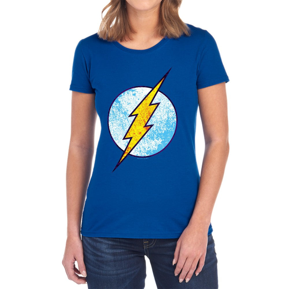 Dc Flash Flash Neon Distress Logo Licensed Women's T-Shirt Regular Fit LG