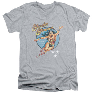 AN OFFCIALLY LICENSED DCO WONDER WOMAN VINTAGE MEN'S V-NECK T-SHIRT ATHLETIC HEATHER