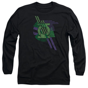 AN OFFCIALLY LICENSED DCO LANTERN SHAPES MEN'S LONG SLEEVE T-SHIRT BLACK