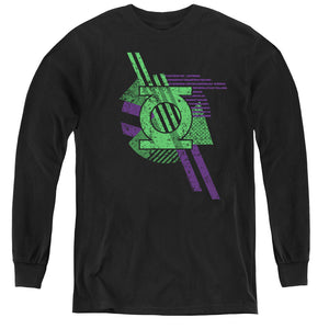 AN OFFCIALLY LICENSED DCO LANTERN SHAPES YOUTH LONG SLEEVE T-SHIRT BLACK