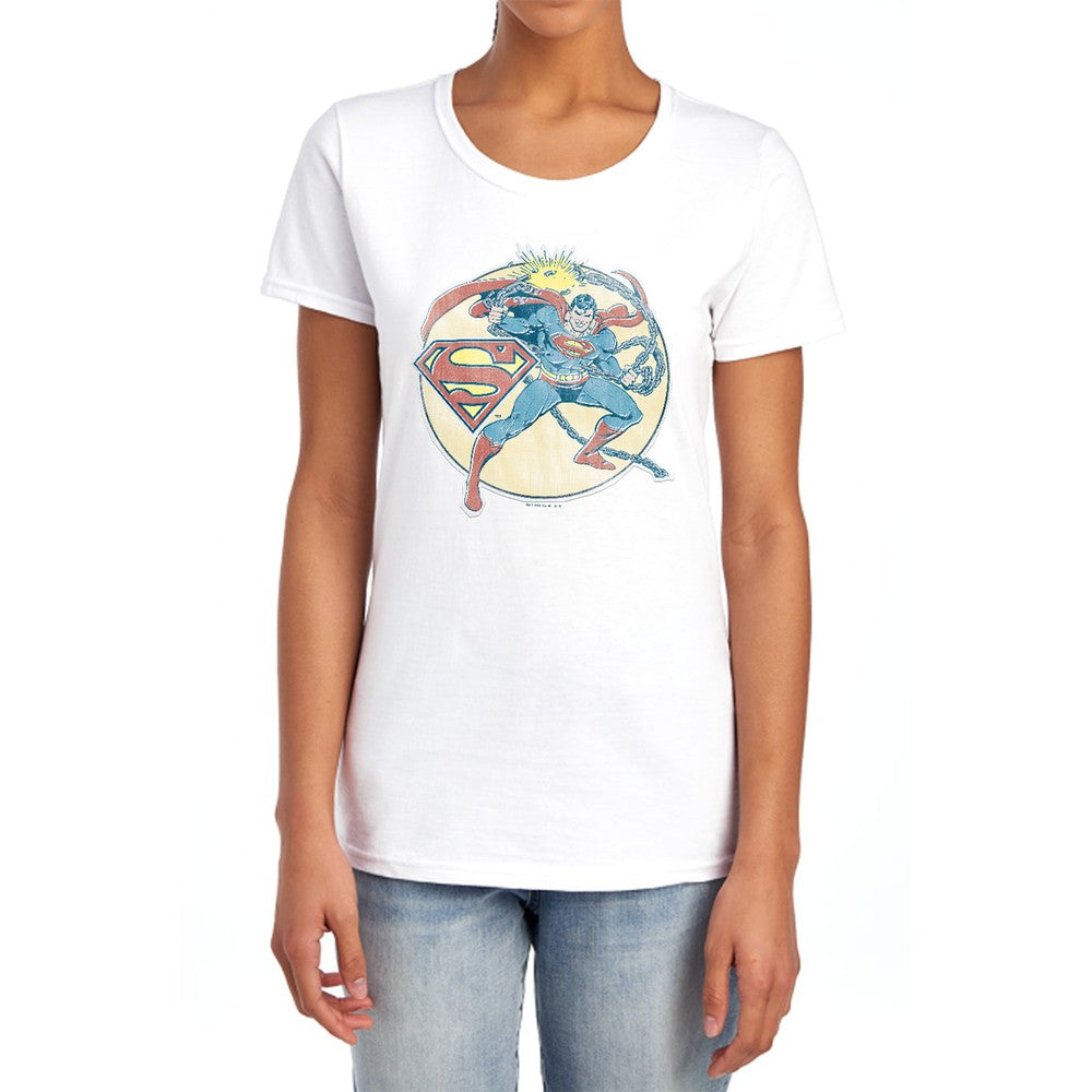 Dco Retro Superman Iron On Licensed Women's T-Shirt Regular Fit LG