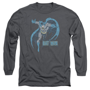 AN OFFCIALLY LICENSED DCO DESATURATED BATMAN MEN'S LONG SLEEVE T-SHIRT CHARCOAL