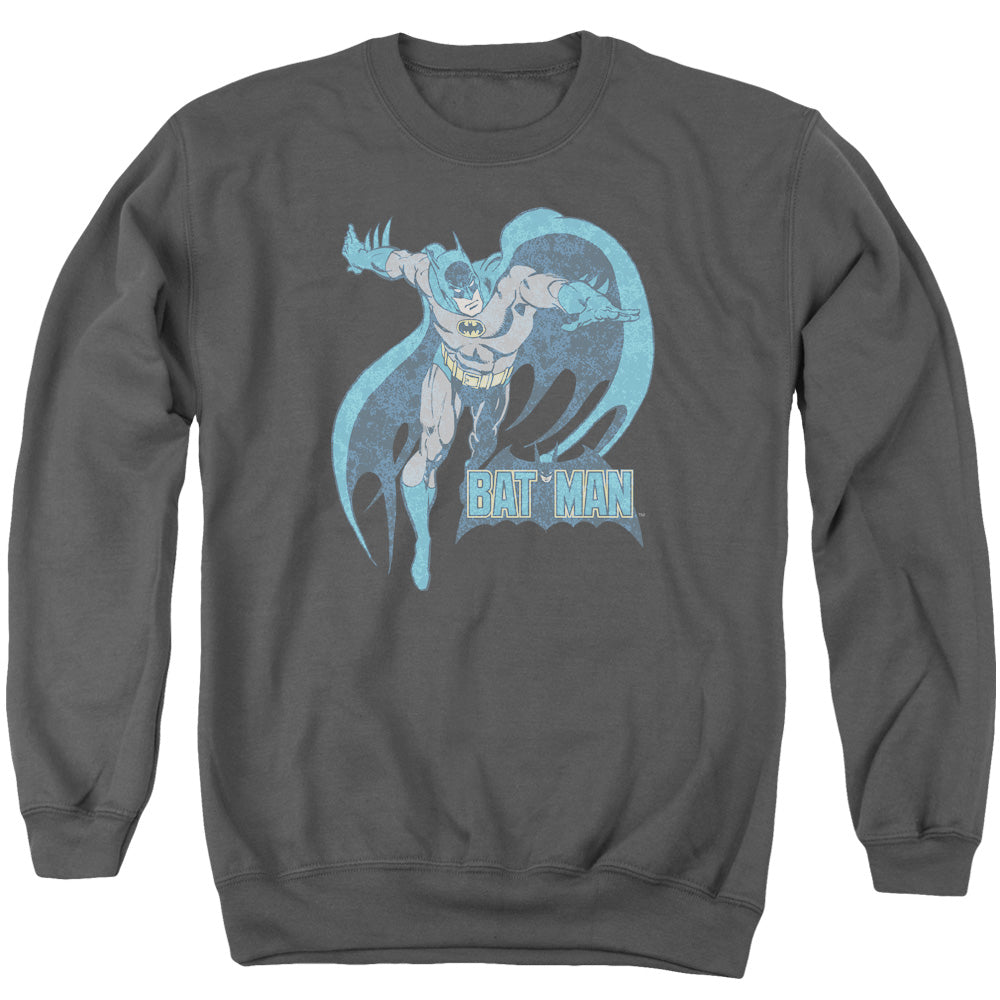 AN OFFCIALLY LICENSED DCO DESATURATED BATMAN ADULT UNISEX CREWNECK SWEATSHIRT CHARCOAL