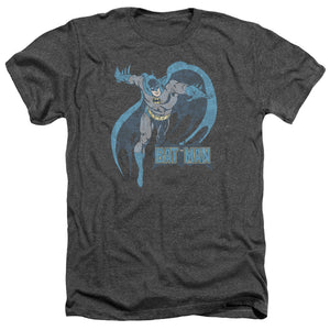 AN OFFCIALLY LICENSED DCO DESATURATED BATMAN MEN'S HEATHER T-SHIRT CHARCOAL