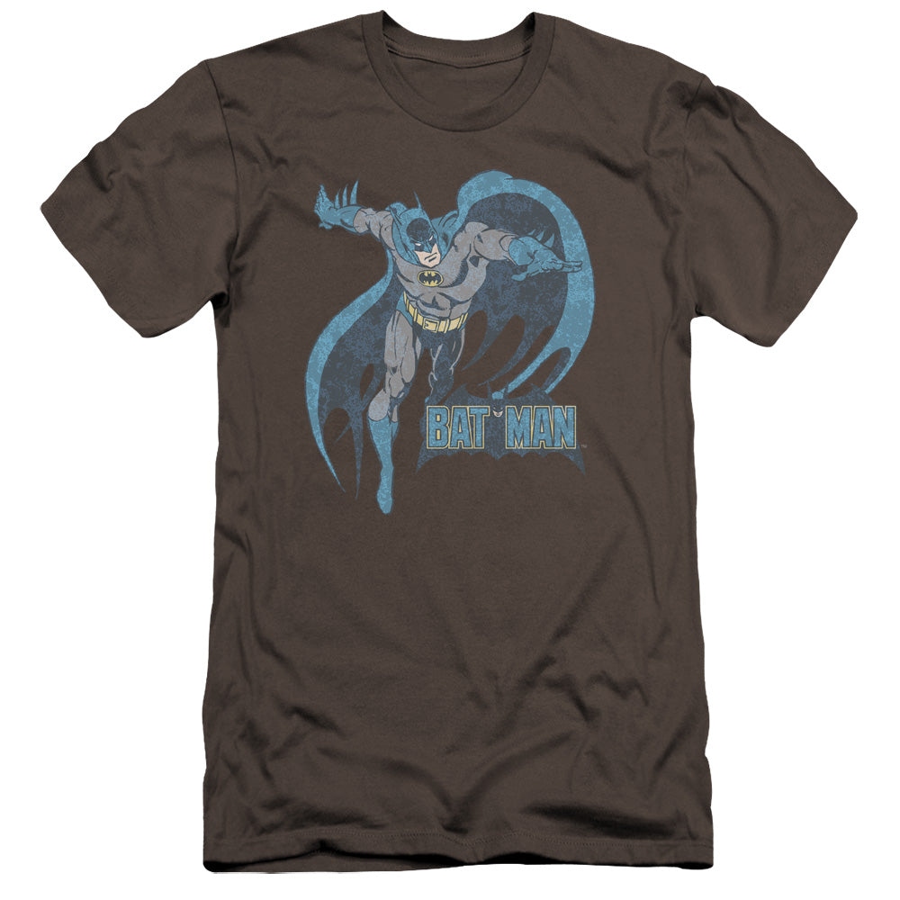 AN OFFCIALLY LICENSED DCO DESATURATED BATMAN MEN'S PREMIUM SLIM FIT T-SHIRT CHARCOAL
