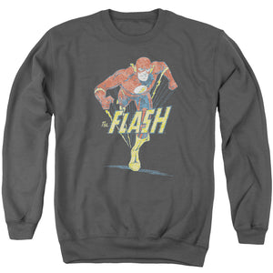 AN OFFCIALLY LICENSED DC FLASH DESATURATED FLASH ADULT UNISEX CREWNECK SWEATSHIRT CHARCOAL