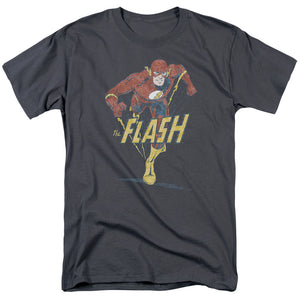 AN OFFCIALLY LICENSED DC FLASH DESATURATED FLASH MEN'S REGULAR FIT T-SHIRT CHARCOAL