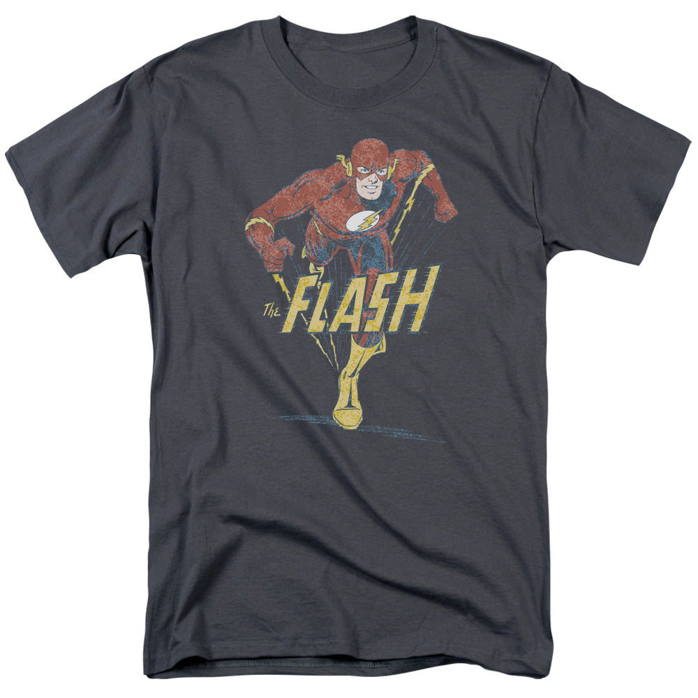 AN OFFCIALLY LICENSED DC FLASH DESATURATED FLASH MEN'S REGULAR FIT T-SHIRT CHARCOAL