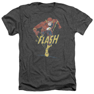 AN OFFCIALLY LICENSED DC FLASH DESATURATED FLASH MEN'S HEATHER T-SHIRT CHARCOAL