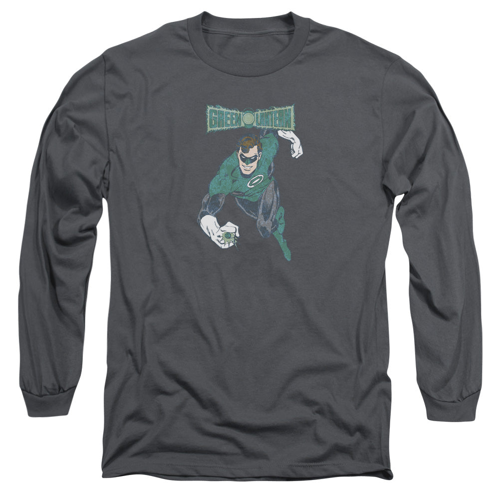 AN OFFCIALLY LICENSED DCO DESATURATED GREEN LANTERN MEN'S LONG SLEEVE T-SHIRT CHARCOAL