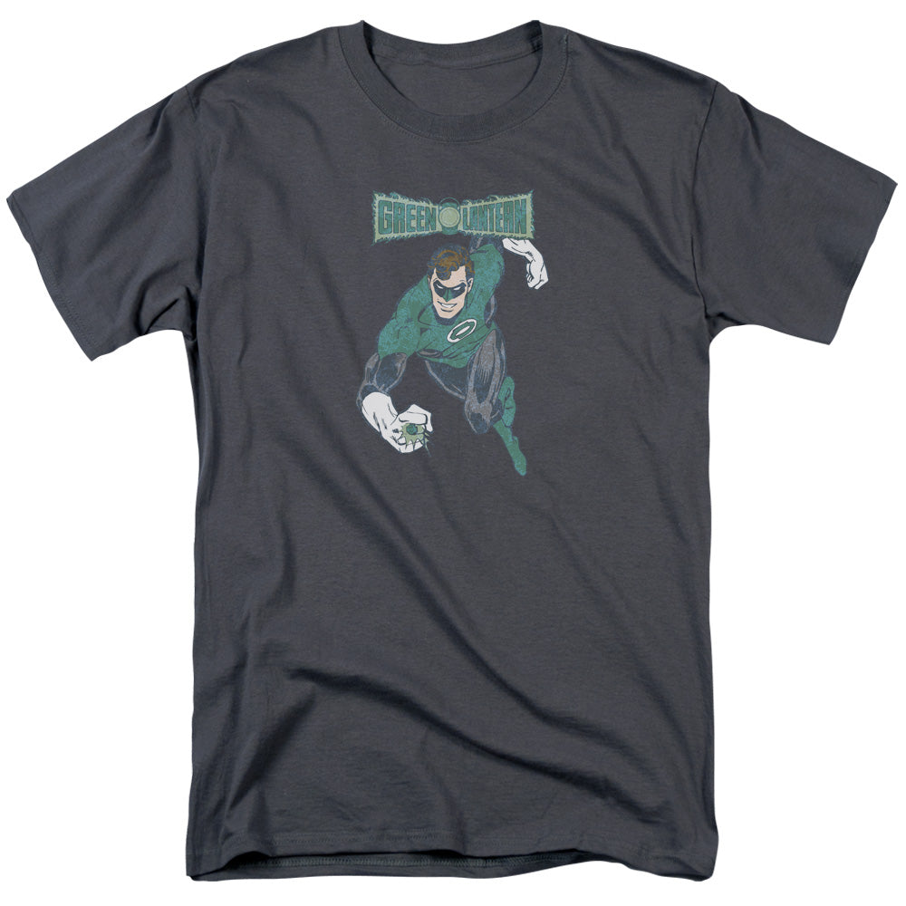 AN OFFCIALLY LICENSED DCO DESATURATED GREEN LANTERN MEN'S REGULAR FIT T-SHIRT CHARCOAL