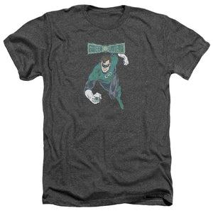 AN OFFCIALLY LICENSED DCO DESATURATED GREEN LANTERN MEN'S HEATHER T-SHIRT CHARCOAL