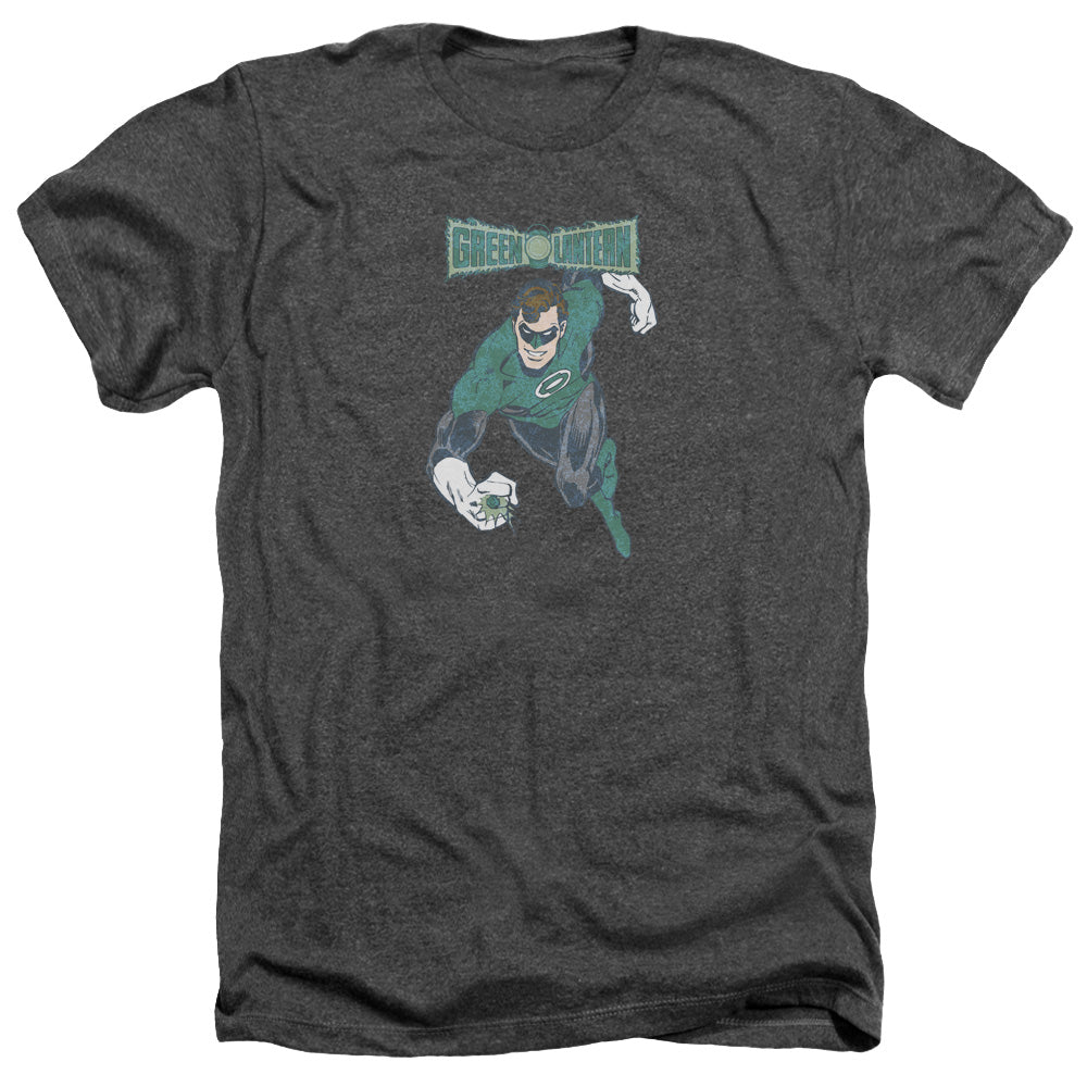 AN OFFCIALLY LICENSED DCO DESATURATED GREEN LANTERN MEN'S HEATHER T-SHIRT CHARCOAL