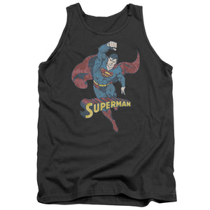 AN OFFCIALLY LICENSED DCO DESATURATED SUPERMAN ADULT UNISEX TANK TOP CHARCOAL