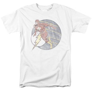 AN OFFCIALLY LICENSED DC FLASH RETRO FLASH IRON ON MEN'S REGULAR FIT T-SHIRT WHITE