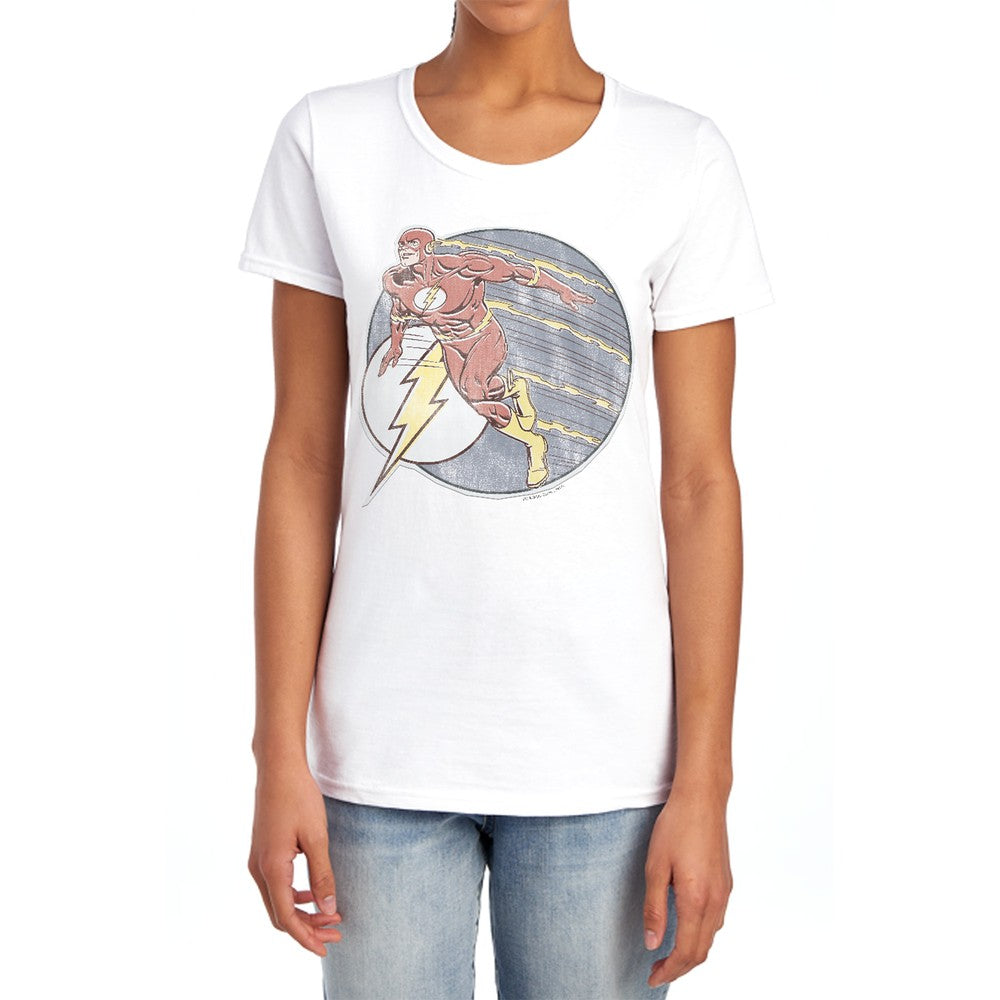 Dc Flash Retro Flash Iron On Licensed Women's T-Shirt Regular Fit LG