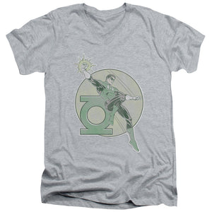 AN OFFCIALLY LICENSED DCO RETRO LANTERN IRON ON MEN'S V-NECK T-SHIRT ATHLETIC HEATHER