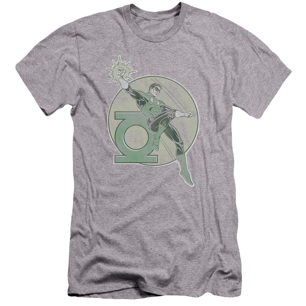 AN OFFCIALLY LICENSED DCO RETRO LANTERN IRON ON MEN'S PREMIUM SLIM FIT T-SHIRT ATHLETIC HEATHER