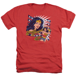 AN OFFCIALLY LICENSED DCO POP ART WONDER MEN'S HEATHER T-SHIRT RED