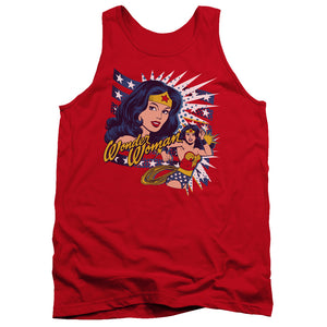 AN OFFCIALLY LICENSED DCO POP ART WONDER ADULT UNISEX TANK TOP RED