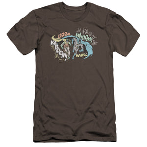 AN OFFCIALLY LICENSED DCO ACTION DUO MEN'S PREMIUM SLIM FIT T-SHIRT CHARCOAL