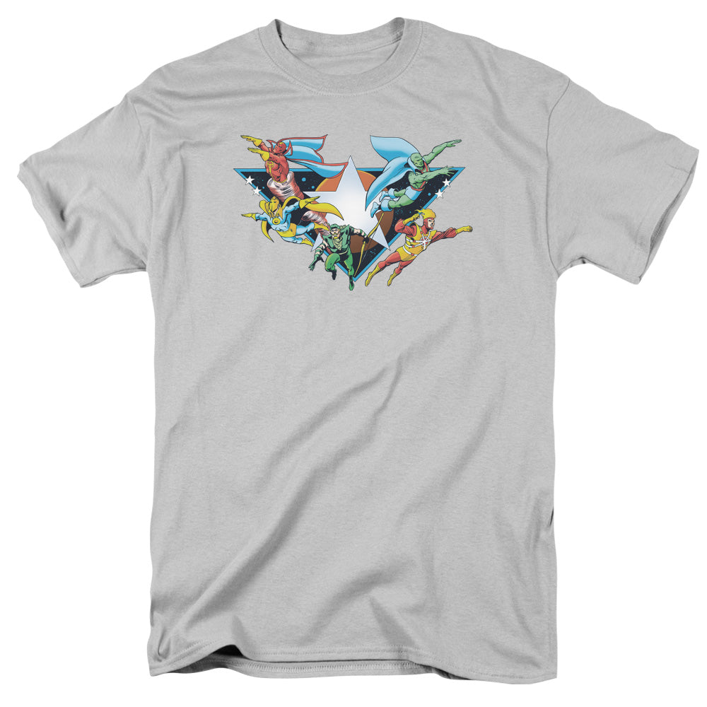 AN OFFCIALLY LICENSED DCO STAR POWER MEN'S REGULAR FIT T-SHIRT SILVER