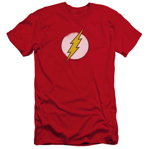 AN OFFCIALLY LICENSED DC FLASH ROUGH FLASH LOGO MEN'S PREMIUM SLIM FIT T-SHIRT RED