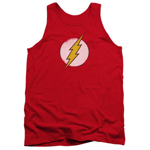 AN OFFCIALLY LICENSED DC FLASH ROUGH FLASH LOGO ADULT UNISEX TANK TOP RED