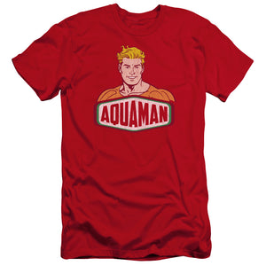AN OFFCIALLY LICENSED DCO AQUAMAN SIGN MEN'S PREMIUM SLIM FIT T-SHIRT RED