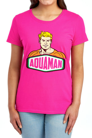 AN OFFCIALLY LICENSED DCO AQUAMAN SIGN WOMEN'S REGULAR FIT T-SHIRT RED
