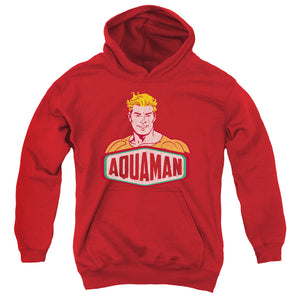 AN OFFCIALLY LICENSED DCO AQUAMAN SIGN YOUTH HOODIE RED