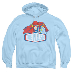 AN OFFCIALLY LICENSED DC FLASH FLASH SIGN ADULT UNISEX PULLOVER HOODIE LIGHT BLUE