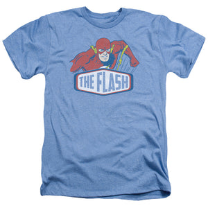 AN OFFCIALLY LICENSED DC FLASH FLASH SIGN MEN'S HEATHER T-SHIRT LIGHT BLUE