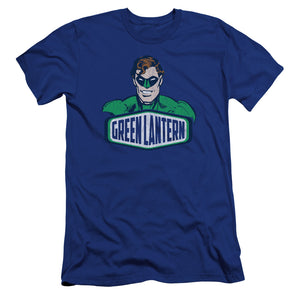 AN OFFCIALLY LICENSED DCO GREEN LANTERN SIGN MEN'S PREMIUM SLIM FIT T-SHIRT ROYAL