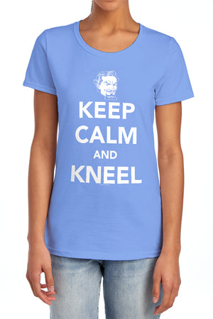 AN OFFCIALLY LICENSED DC KEEP CALM AND KNEEL WOMEN'S REGULAR FIT T-SHIRT CHARCOAL