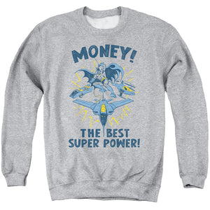 AN OFFCIALLY LICENSED DC MONEY ADULT UNISEX CREWNECK SWEATSHIRT ATHLETIC HEATHER