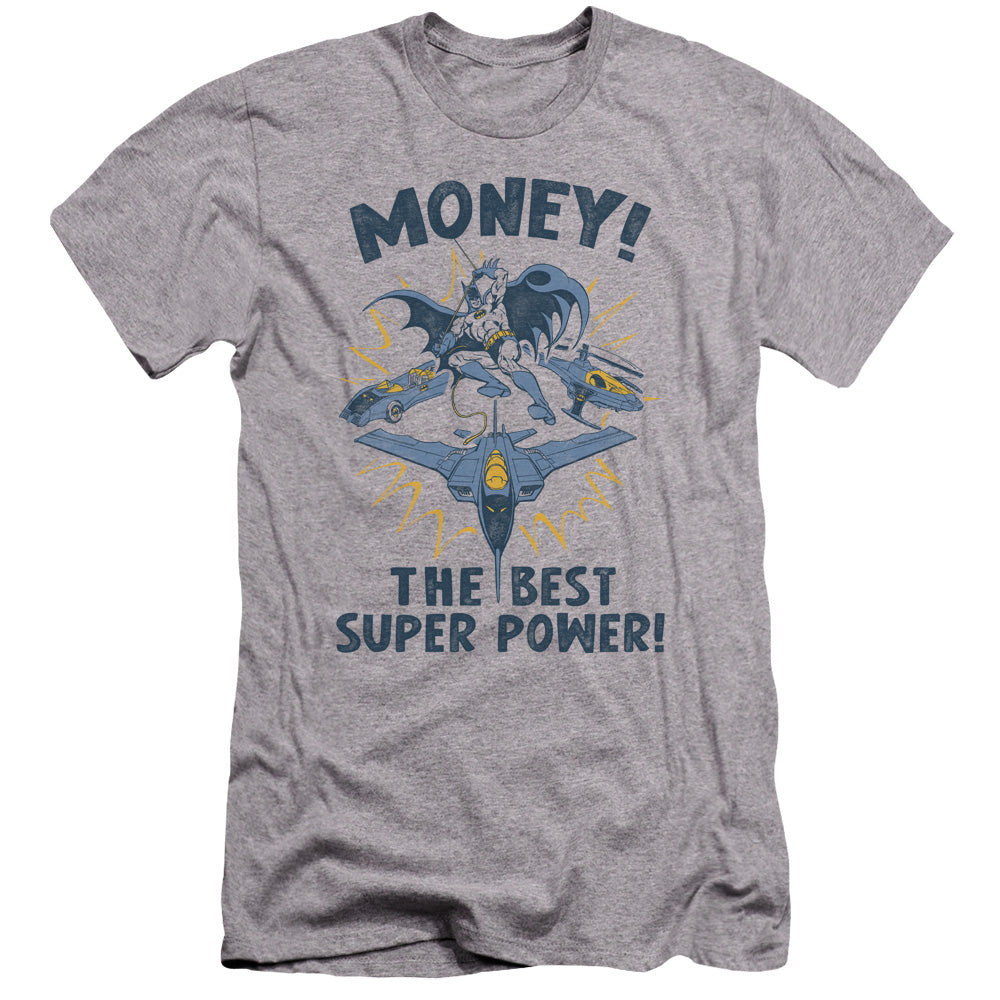 AN OFFCIALLY LICENSED DC MONEY MEN'S PREMIUM SLIM FIT T-SHIRT ATHLETIC HEATHER