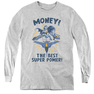AN OFFCIALLY LICENSED DC MONEY YOUTH LONG SLEEVE T-SHIRT ATHLETIC HEATHER