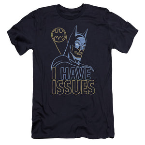 AN OFFCIALLY LICENSED DC ISSUES MEN'S PREMIUM SLIM FIT T-SHIRT NAVY
