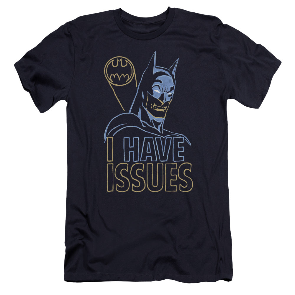 AN OFFCIALLY LICENSED DC ISSUES MEN'S PREMIUM SLIM FIT T-SHIRT NAVY