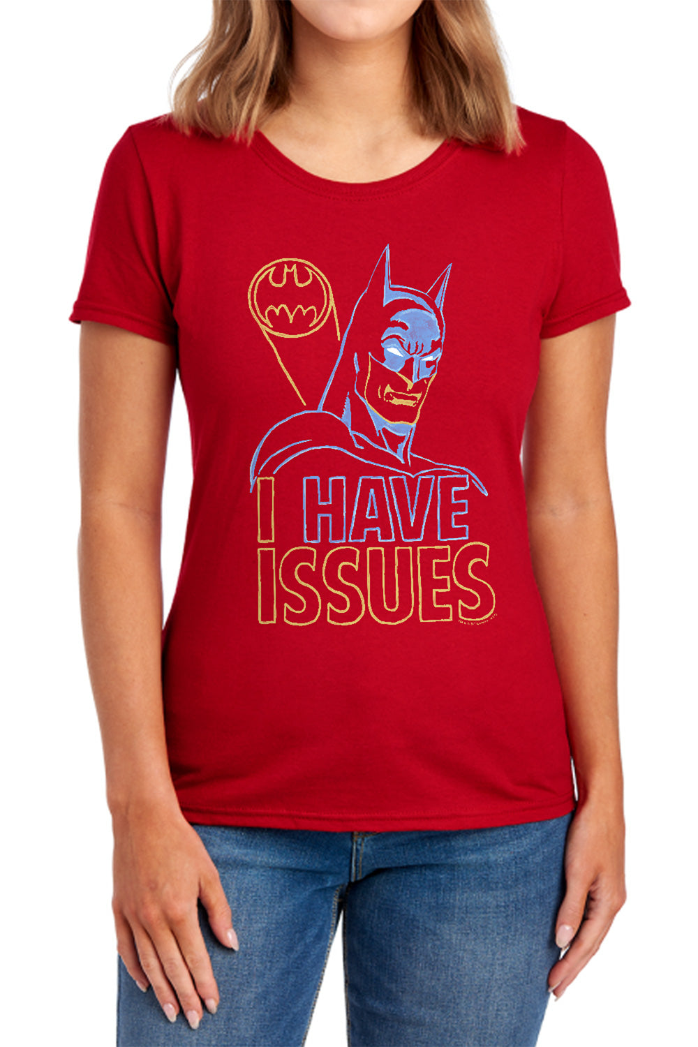 AN OFFCIALLY LICENSED DC ISSUES WOMEN'S REGULAR FIT T-SHIRT NAVY