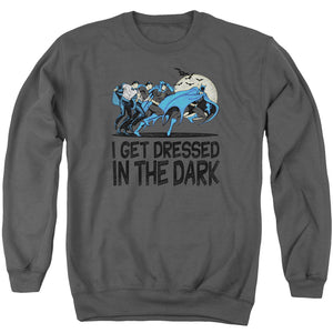 AN OFFCIALLY LICENSED DC GET DRESSED ADULT UNISEX CREWNECK SWEATSHIRT CHARCOAL