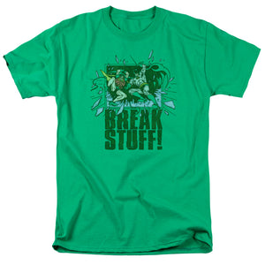 AN OFFCIALLY LICENSED DC BREAK STUFF MEN'S REGULAR FIT T-SHIRT KELLY GREEN
