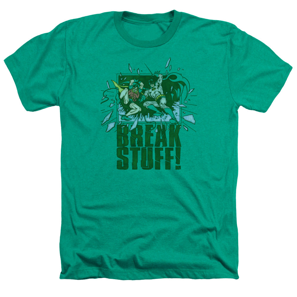 AN OFFCIALLY LICENSED DC BREAK STUFF MEN'S HEATHER T-SHIRT KELLY GREEN