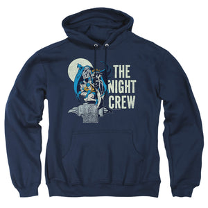 AN OFFCIALLY LICENSED DC NIGHT CREW ADULT UNISEX PULLOVER HOODIE NAVY