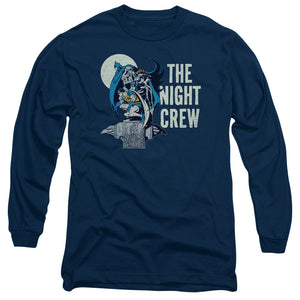 AN OFFCIALLY LICENSED DC NIGHT CREW MEN'S LONG SLEEVE T-SHIRT NAVY