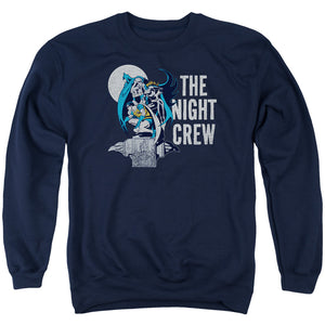 AN OFFCIALLY LICENSED DC NIGHT CREW ADULT UNISEX CREWNECK SWEATSHIRT NAVY