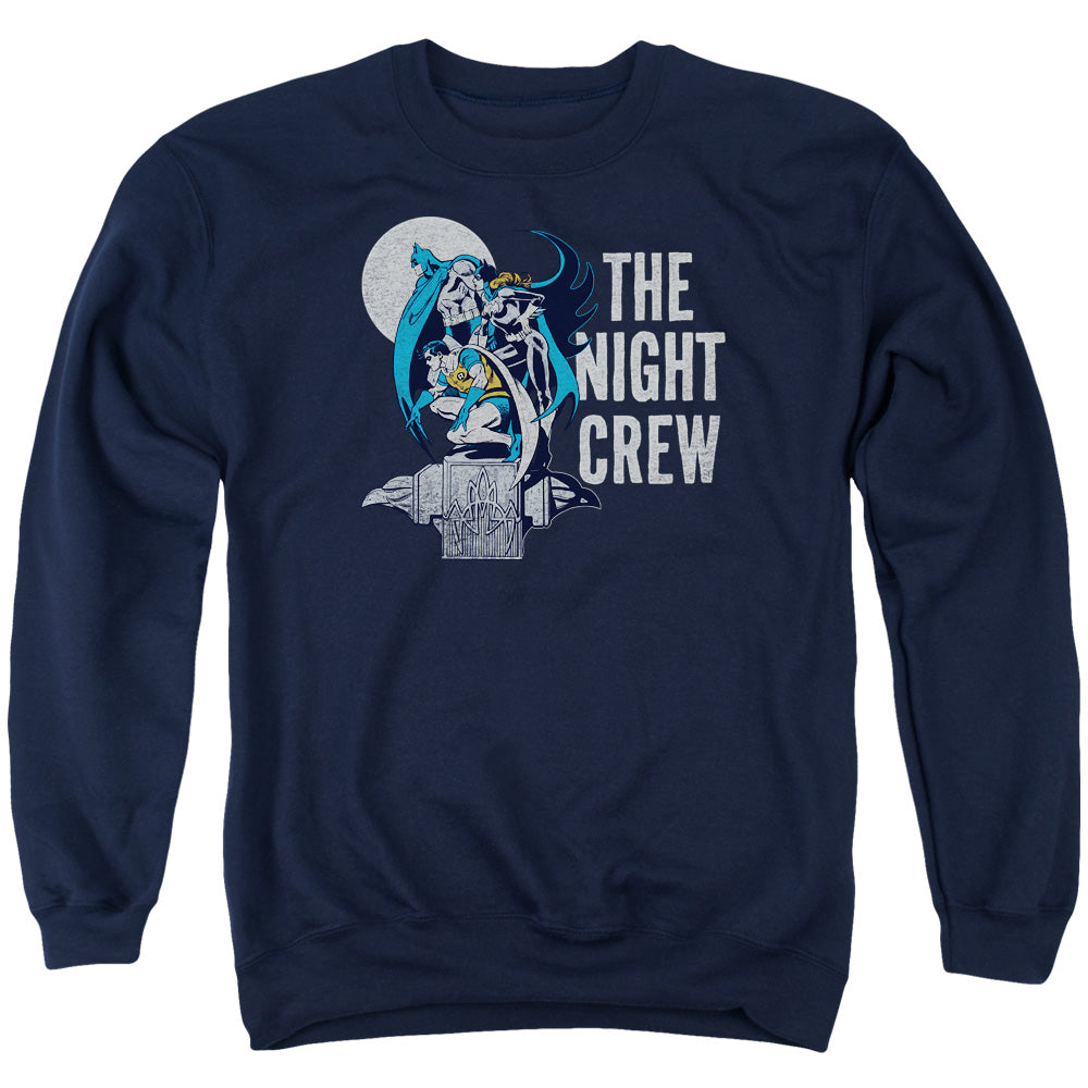 AN OFFCIALLY LICENSED DC NIGHT CREW ADULT UNISEX CREWNECK SWEATSHIRT NAVY