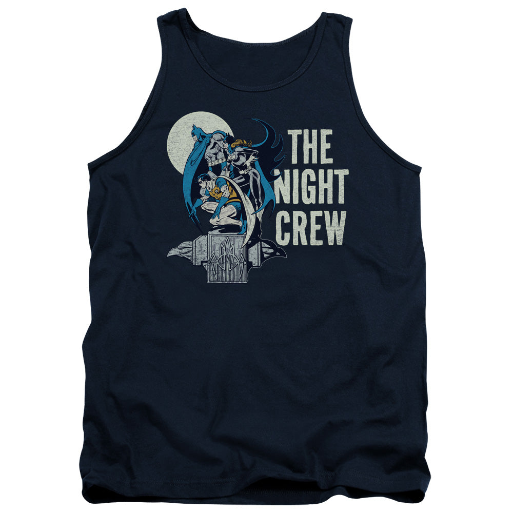 AN OFFCIALLY LICENSED DC NIGHT CREW ADULT UNISEX TANK TOP NAVY